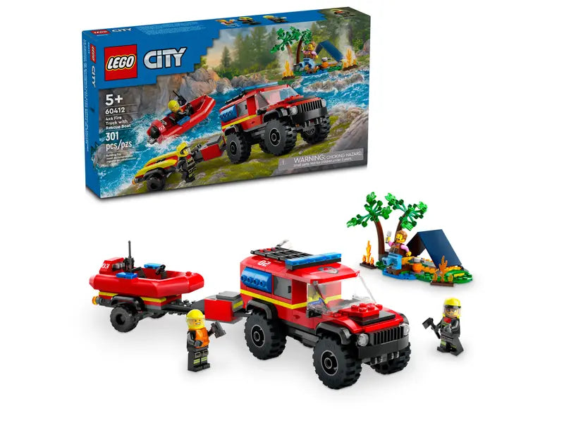 Camion de pompiers 4x4 avec bateau de sauvetage (60412)